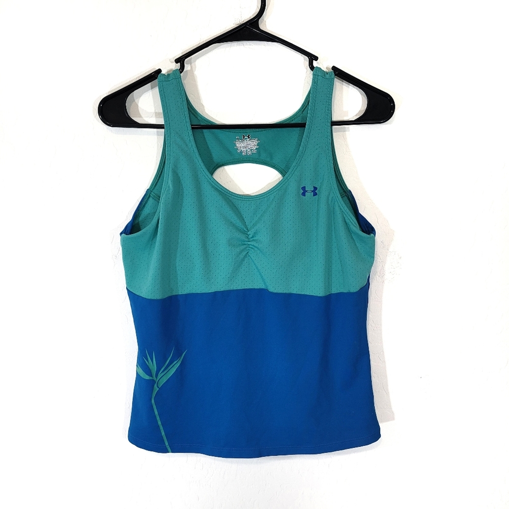 Under Armour blue tank top with shelf bra size large